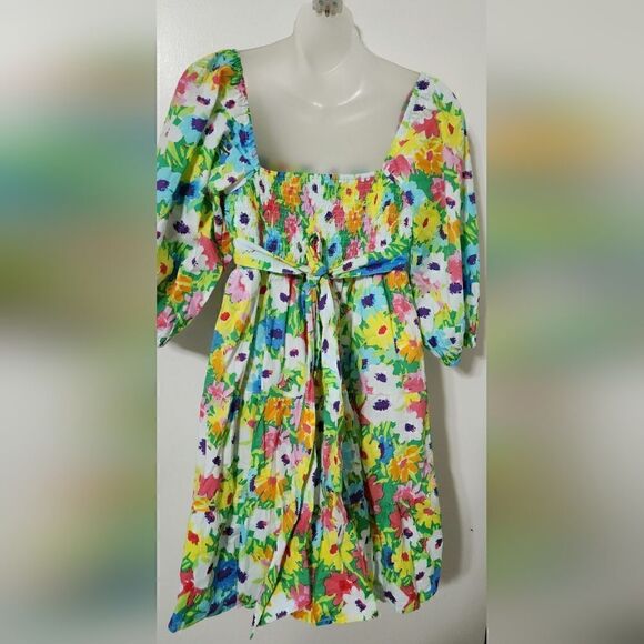 Karlie: Bright Floral Poplin Tier Tie Back Dress size M - Picture 3 of 11